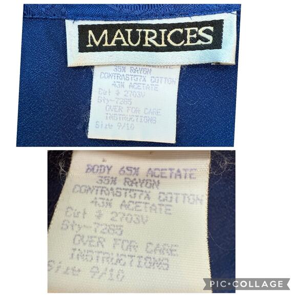 Vintage 90s Maurices Blue Textured Blouse 9/10 Mandarin Collar Corset Back Y2K - Picture 9 of 12